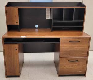 lot 507 image: OFFICE DESK WITH HUTCH IN STYLE SHOWN. APPROX. 53.5 W x 48 H x 24 D.
