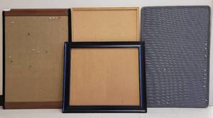 lot 510 image: (4) ASSORTED STYLE BULLETIN BOARDS AS SHOWN. APPROX. (3) 3FT W x 2FT H. (1) 28.5 W x 2FT H. SOLD 4 X THE MONEY