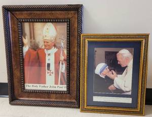 lot 513 image: LOT OF RELIGIOUS THEMED FRAMES AS SHOWN. APPROX. (1) 17.5 W x 23 H. (1) 13.5 x 17 H.