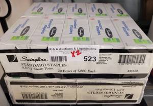 lot 523 image: (2) NEW PACKS 20 BOXES PER PACK OF SWINGLINE STAPLES 35108 AS SHOWN. SOLD 2 X THE MONEY