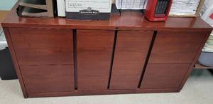 lot 421 image: WOODEN OFFICE CREDENZA IN STYLE SHOWN. CONTENTS NOT INCLUDED
