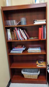 lot 557 image: 5-TIER BOOKCASE  SHELF IN STYLE SHOWN. APPROX. 36 W x 12 D x 72 H.