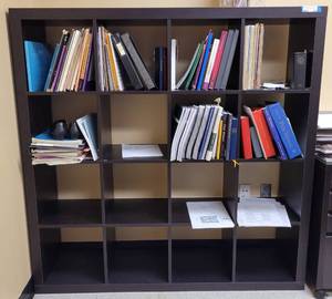 lot 559 image: 16-CUBE ORGANIZER  DISPLAY AS SHOWN. CONTENTS NOT INCLUDED APPROX. 58.75 W x 58.75 H x 15.25 D.