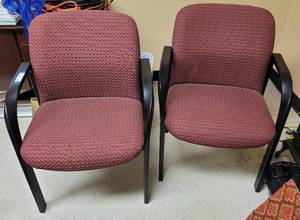 lot 567 image: (2) UPHOLSTERED CHAIRS IN STYLES SHOWN. APPROX. 24 W x 33.5 H x 24 D. SOLD 2 X THE MONEY