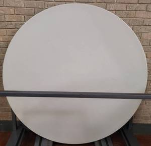 lot 589 image: LIFETIME FOLDING ROUND TABLE AS SHOWN. APPROX. 58.5 DIAMETER.