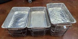 lot 650 image: LOT OF WIRE CHAFER STANDS FOR FULL SIZE DISPOSABLE PANS AS SHOWN.