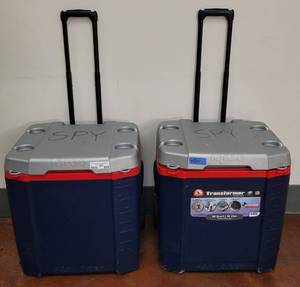 lot 654 image: (2) IGLOO 60 QT TRANSFORMER WHEELED COOLERS AS SHOWN. SOLD 2 X THE MONEY