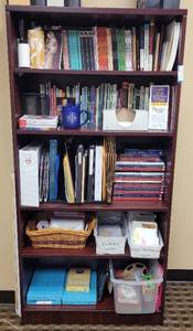 lot 674 image: 5-TIER BOOKCASE  SHELF IN STYLE SHOWN. CONTENTS NOT INCLUDED APPROX. 31.5 W x 65.25 H x 13.5 D.