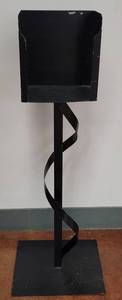 lot 691 image: METAL PROGRAM  FLYER DISTRIBUTION STAND IN STYLE SHOWN. 18 W x 15 D (BASE) x 49 H.