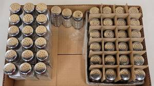 lot 741 image: (45) GLASS SALT AND PEPPER SHAKERS AS SHOWN.