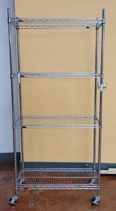 lot 753 image: 3-TIER METRO ERECTA RACK ON CASTERS AS SHOWN. APPROX. 36 W x 18 D x 78 H. DELAYED PICK UP