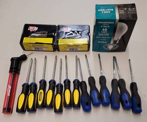 lot 797 image: LOT OF SCREWDRIVERS, HARD CUT NAILS, AND MORE AS SHOWN.