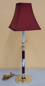 lot 801 image: DECORATIVE TABLETOP LAMP WITH SHADE IN STYLE SHOWN.