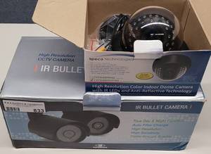 lot 833 image: SURVEILLANCE CAMERAS IN ASSORTED STYLES AS SHOWN.