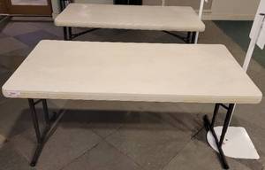 lot 769 image: (2) LIFETIME 5 FOOT FOLDING TABLES AS SHOWN. SOLD 2 X THE MONEY