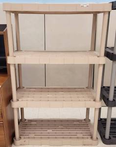 lot 864 image: RUBBERMAID PLASTIC SHELF UNIT AS SHOWN.