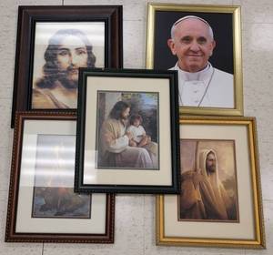 lot 874 image: LOT OF RELIGIOUS THEMED FRAMES AS SHOWN.