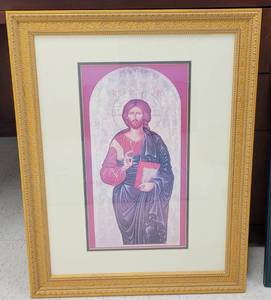 lot 886 image: LARGE FRAMED CHRIST THE TEACHER PRINT AS SHOWN. APPROX. 21.5 W x 27.5 H.
