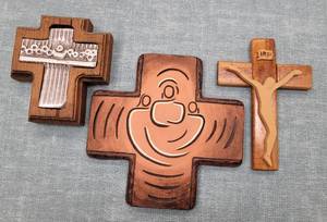 lot 891 image: (3) HAND MADE CRUCIFIXES IN STYLES SHOWN. ONE MADE IN ARGENTINA. SOLD 3 X THE MONEY