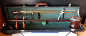 lot 181 image: AMAZING Rose Wood Erhu High Quality Chinese 2-string Violin Fiddle wSnakeskin Cover - Bow & Storage Case - $$$