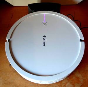 lot 191 image: Costway Robot Vacuum Cleaner Self-Charge App Voice Control Filter Water Tank - WHITE $$
