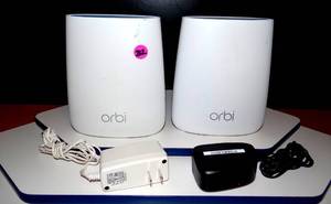 lot 262 image: NETGEAR Orbi Tri-band Whole Home Mesh WiFi System with 3Gbps Speed (RBK50)  Router & Extender Replacement Covers Up to 5,000 sq. ft., 2-Pack Includes 1 Router & 1 Satellite White $$$$