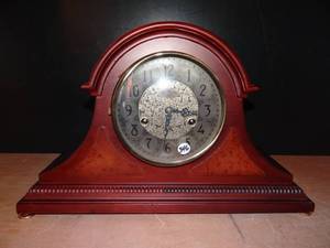 lot 346 image: BEAUTIFUL DEA 31 DAY MANTLE CLOCK WITH BRASS INTERNAL GEARS AND WOODEN CASE