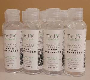 lot 58 image: LOT OF 8 DR. JS NATURAL HAND SANITIZERS AS SHOWN.