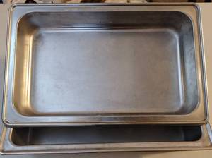 lot 63 image: (2) COMMERCIAL STYLE STAINLESS STEEL PANS AS SHOWN. (SOLD 2 X THE MONEY)