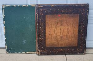lot 74 image: (2) VINTAGE SQUARED FOLDING TABLES AS SHOWN.