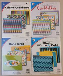 lot 81 image: (4) PACKS OF CLASSROOM COORDINATES DESIGNER FILE FOLDERS IN STYLES AND COLORS SHOWN. (SOLD 4 X THE MONEY)