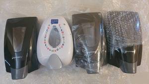 lot 85 image: (4) WALL MOUNT HAND SOAP DISPENSERS AS SHOWN. (SOLD 4 X THE MONEY)