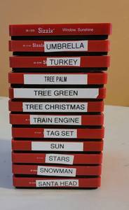 lot 129 image: SIZZIX LARGE RED DIE CUTTERS IN STYLES AS SHOW. (SOLD 12 X THE MONEY)