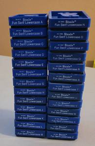lot 133 image: SIZZIX FUN SERIF LOWERCASE ALPHABET DIE CUTTERS AS SHOWN. (SOLD 26 X THE MONEY)