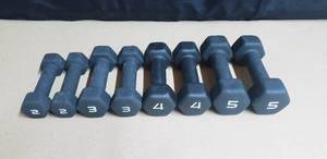 lot 4 image: Neoprene Hex Dumbbell Set - Set Includes Pair of 2 Lb, 3 Lb, 4 Lb, and 5 Lb Dumbbells