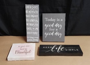 lot 10 image: Lot of 4 Canvas Dcor Signs