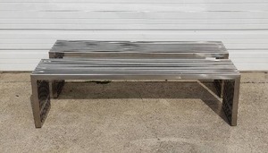 lot 15 image: Lot of 2 Chrome Benches - 60L x 15W x 17H