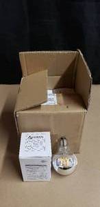 lot 36 image: Lot of 4 Archipelago Lighting LED G25 Globe Silver Tipped 40W EQV Dimmable Light Bulbs - Model LTG255S35027MB