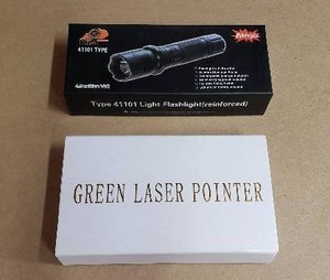 lot 158 image: NEW KTS 41101 Stun Gun Flashlight and a BL-Laser 330 Rechargeable Long Range Green Laser Pointer with Adjustable Star Cap Focus