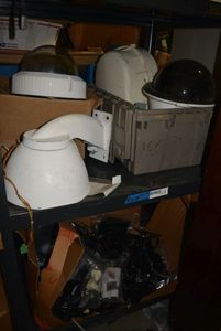 lot 101 image: Security Camera CasesHousings and Box of Misc. Wires