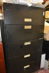 lot 107 image: 5 Shelf Storage Cabinet Plus Contents, Black