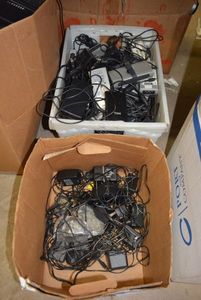 lot 144 image: Box of Power Cords and Wall Warts