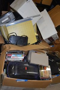 lot 152 image: Office Lot Paper Cutter, Storage Items, DVDs and Games