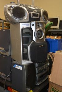 lot 158 image: Panasonic Super Woofer, JVC Portable CD System, RCA Player