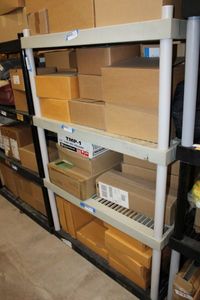 lot 199 image: Plastic Storage Shelf Unit CONTENTS NOT INCLUDED