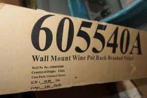 lot 237 image: Wall Mount Wine Pot Rack Brushed Nickel still in Box