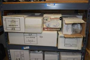 lot 47 image: Light Fixtures Outdoor Wall Sconce Item 104230-WH, Ceiling Dome Lights, and Vanity Lights