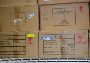 lot 67 image: 3 Light Fixtures 15 Pendant w Prismatic Glass #102017-WH