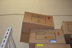 lot 69 image: 2 Light Fixtures 15 Pendant w Prismatic Glass #102017-WH