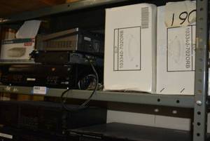 lot 76 image: Shelf Contents Trutech DVD Player, Panasonic DVD Player, 2 Ceiling Lights #103340-702ORB